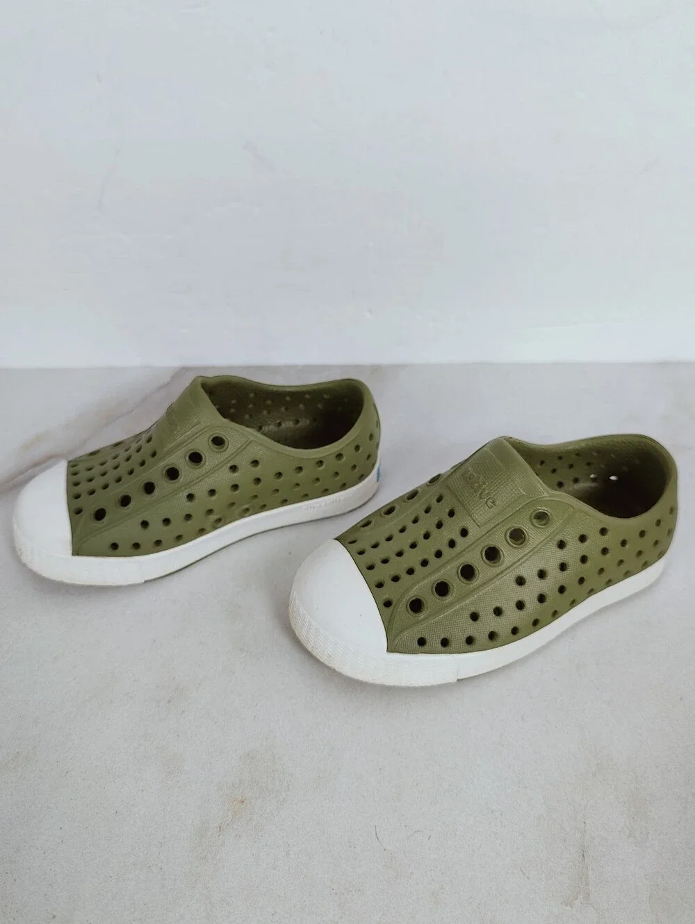 Native Shoes Baby Jefferson Slip On Sneakers Shoes Green White, Sz 6C